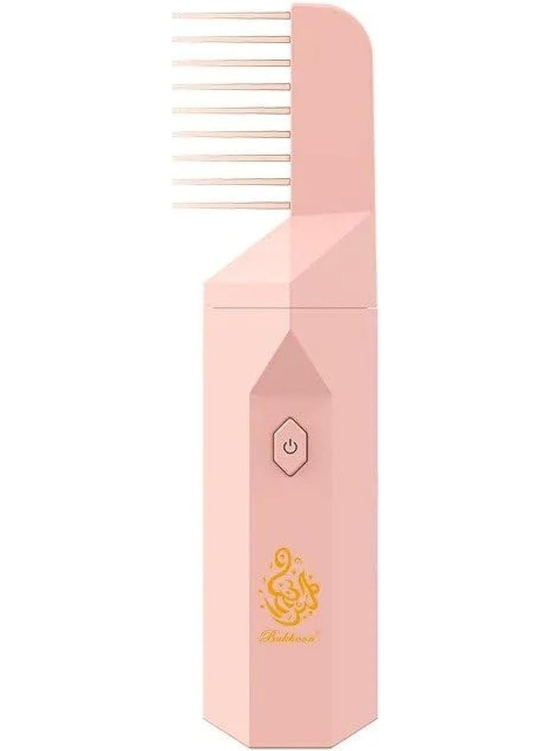 Bukhoor Upgraded 2-in-1 Electric Comb and Incense Burner for Arabic Incense, Mini Rechargeable USB Aroma Diffuser for Personal Hair Care, Home, Office and Car Use (Pink) - Image 2
